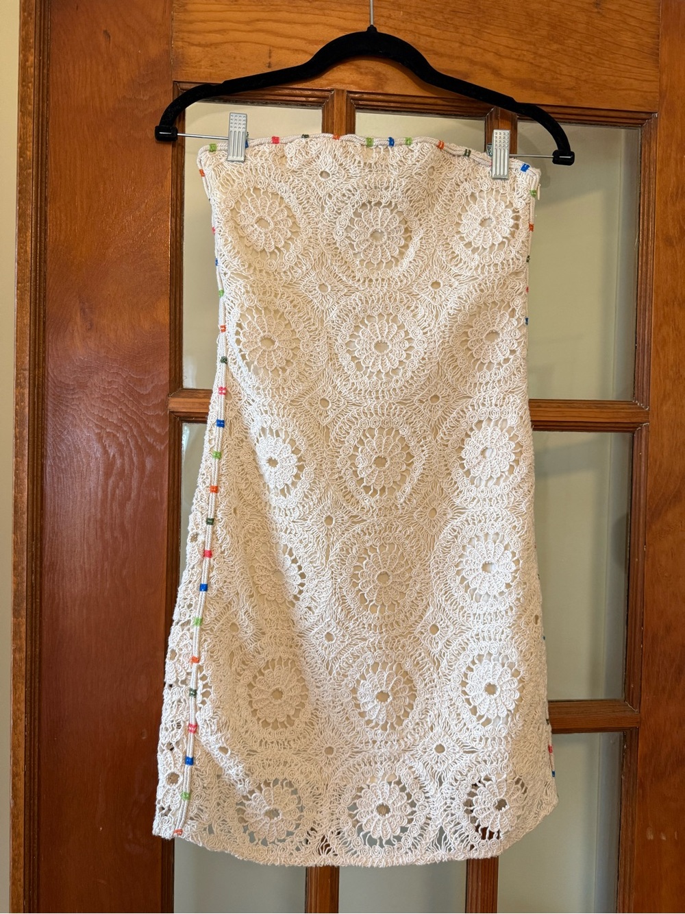 Zara Cream Crochet Strapless Mini Dress